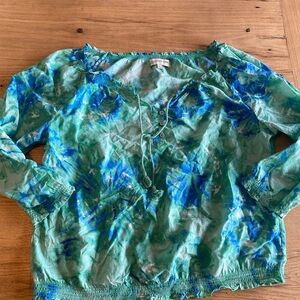 Jones New York Green and Blue Blouse Small Women’s‎ Preloved